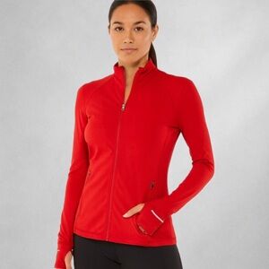 Victoria Sport Women’s Full-Zip Jacket M Red Mesh Back Thumbholes Athletic